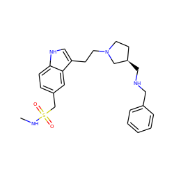 CNS(=O)(=O)Cc1ccc2[nH]cc(CCN3CC[C@@H](CNCc4ccccc4)C3)c2c1 ZINC000003826485