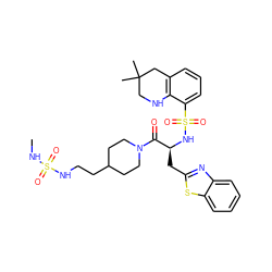 CNS(=O)(=O)NCCC1CCN(C(=O)[C@H](Cc2nc3ccccc3s2)NS(=O)(=O)c2cccc3c2NCC(C)(C)C3)CC1 ZINC000028761739