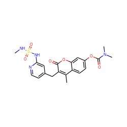 CNS(=O)(=O)Nc1cc(Cc2c(C)c3ccc(OC(=O)N(C)C)cc3oc2=O)ccn1 ZINC000114920544