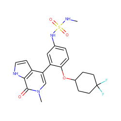 CNS(=O)(=O)Nc1ccc(OC2CCC(F)(F)CC2)c(-c2cn(C)c(=O)c3[nH]ccc23)c1 ZINC000146730451