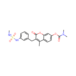 CNS(=O)(=O)Nc1cccc(Cc2c(C)c3ccc(OC(=O)N(C)C)cc3oc2=O)c1 ZINC000103250999