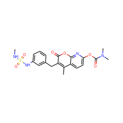 CNS(=O)(=O)Nc1cccc(Cc2c(C)c3ccc(OC(=O)N(C)C)nc3oc2=O)c1 ZINC000114923698