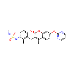 CNS(=O)(=O)Nc1cccc(Cc2c(C)c3ccc(Oc4ncccn4)cc3oc2=O)c1C ZINC000103251007