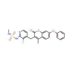 CNS(=O)(=O)Nc1nccc(Cc2c(C)c3ccc(Oc4ccccc4)cc3oc2=O)c1F ZINC000169345270