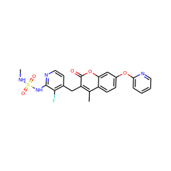 CNS(=O)(=O)Nc1nccc(Cc2c(C)c3ccc(Oc4ccccn4)cc3oc2=O)c1F ZINC000114928994