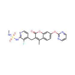 CNS(=O)(=O)Nc1nccc(Cc2c(C)c3ccc(Oc4ncccn4)cc3oc2=O)c1F ZINC000068247388