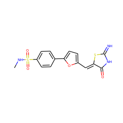 CNS(=O)(=O)c1ccc(-c2ccc(/C=C3\SC(=N)NC3=O)o2)cc1 ZINC000014963227