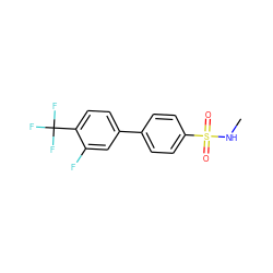 CNS(=O)(=O)c1ccc(-c2ccc(C(F)(F)F)c(F)c2)cc1 ZINC000040895717