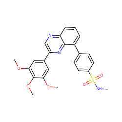 CNS(=O)(=O)c1ccc(-c2cccc3ncc(-c4cc(OC)c(OC)c(OC)c4)nc23)cc1 ZINC000044460276