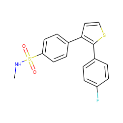 CNS(=O)(=O)c1ccc(-c2ccsc2-c2ccc(F)cc2)cc1 ZINC000026246943