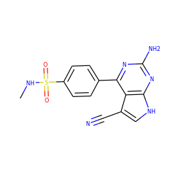 CNS(=O)(=O)c1ccc(-c2nc(N)nc3[nH]cc(C#N)c23)cc1 ZINC001772604759