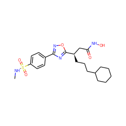 CNS(=O)(=O)c1ccc(-c2noc([C@H](CCCC3CCCCC3)CC(=O)NO)n2)cc1 ZINC000028701784