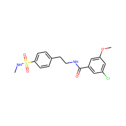 CNS(=O)(=O)c1ccc(CCNC(=O)c2cc(Cl)cc(OC)c2)cc1 ZINC001454792000