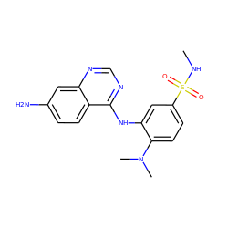 CNS(=O)(=O)c1ccc(N(C)C)c(Nc2ncnc3cc(N)ccc23)c1 ZINC000165840796