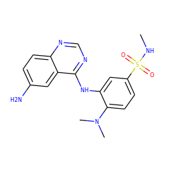 CNS(=O)(=O)c1ccc(N(C)C)c(Nc2ncnc3ccc(N)cc23)c1 ZINC000166000169