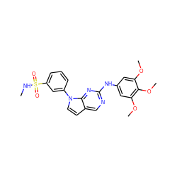 CNS(=O)(=O)c1cccc(-n2ccc3cnc(Nc4cc(OC)c(OC)c(OC)c4)nc32)c1 ZINC000036348701