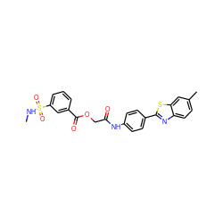 CNS(=O)(=O)c1cccc(C(=O)OCC(=O)Nc2ccc(-c3nc4ccc(C)cc4s3)cc2)c1 ZINC000002649274