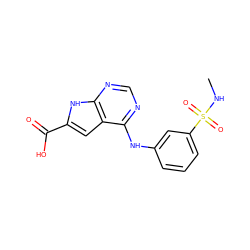 CNS(=O)(=O)c1cccc(Nc2ncnc3[nH]c(C(=O)O)cc23)c1 ZINC000199023960