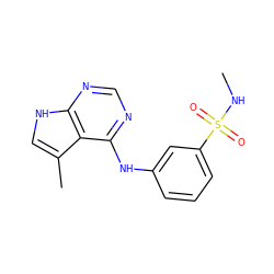 CNS(=O)(=O)c1cccc(Nc2ncnc3[nH]cc(C)c23)c1 ZINC000146024503