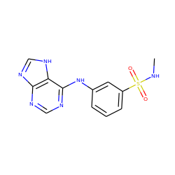 CNS(=O)(=O)c1cccc(Nc2ncnc3nc[nH]c23)c1 ZINC000146275183