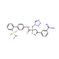 CNS(=O)(=O)c1ccccc1-c1ccc(NC(=O)[C@@]2(Cn3cnnn3)CC(c3cccc(C(=N)N)c3)=NO2)cc1 ZINC000026670816