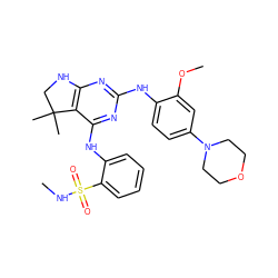 CNS(=O)(=O)c1ccccc1Nc1nc(Nc2ccc(N3CCOCC3)cc2OC)nc2c1C(C)(C)CN2 ZINC000221651320