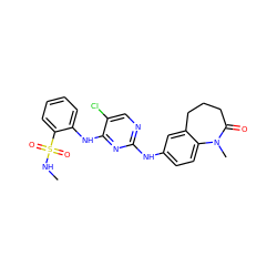 CNS(=O)(=O)c1ccccc1Nc1nc(Nc2ccc3c(c2)CCCC(=O)N3C)ncc1Cl ZINC000084713097