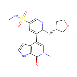 CNS(=O)(=O)c1cnc(O[C@@H]2CCOC2)c(-c2cn(C)c(=O)c3[nH]ccc23)c1 ZINC000146724566