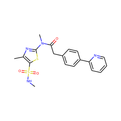 CNS(=O)(=O)c1sc(N(C)C(=O)Cc2ccc(-c3ccccn3)cc2)nc1C ZINC000003988533