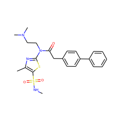 CNS(=O)(=O)c1sc(N(CCN(C)C)C(=O)Cc2ccc(-c3ccccc3)cc2)nc1C ZINC001772614381