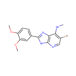 CNc1c(Br)cnc2[nH]c(-c3ccc(OC)c(OC)c3)nc12 ZINC000084618001