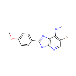CNc1c(Br)cnc2[nH]c(-c3ccc(OC)cc3)nc12 ZINC000084604906