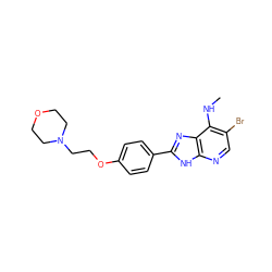 CNc1c(Br)cnc2[nH]c(-c3ccc(OCCN4CCOCC4)cc3)nc12 ZINC000084633990