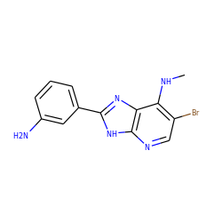 CNc1c(Br)cnc2[nH]c(-c3cccc(N)c3)nc12 ZINC000084633464