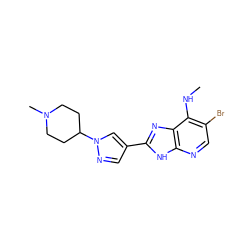 CNc1c(Br)cnc2[nH]c(-c3cnn(C4CCN(C)CC4)c3)nc12 ZINC000084602254