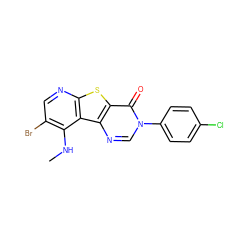 CNc1c(Br)cnc2sc3c(=O)n(-c4ccc(Cl)cc4)cnc3c12 ZINC000028827198