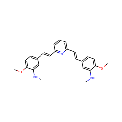 CNc1cc(/C=C/c2cccc(/C=C/c3ccc(OC)c(NC)c3)n2)ccc1OC ZINC000028948974