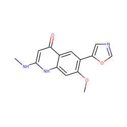 CNc1cc(=O)c2cc(-c3cnco3)c(OC)cc2[nH]1 ZINC000013487581