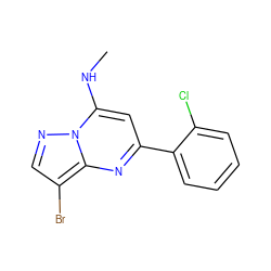 CNc1cc(-c2ccccc2Cl)nc2c(Br)cnn12 ZINC000028959050