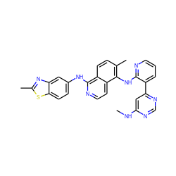 CNc1cc(-c2cccnc2Nc2c(C)ccc3c(Nc4ccc5sc(C)nc5c4)nccc23)ncn1 ZINC000045259227