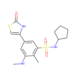 CNc1cc(-c2csc(=O)[nH]2)cc(S(=O)(=O)NC2CCCC2)c1C ZINC000299862922