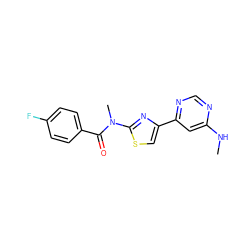 CNc1cc(-c2csc(N(C)C(=O)c3ccc(F)cc3)n2)ncn1 ZINC000045259583