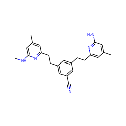 CNc1cc(C)cc(CCc2cc(C#N)cc(CCc3cc(C)cc(N)n3)c2)n1 ZINC000222071288