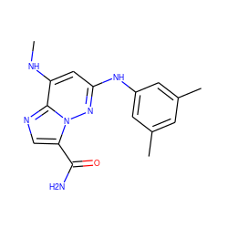 CNc1cc(Nc2cc(C)cc(C)c2)nn2c(C(N)=O)cnc12 ZINC000584905437