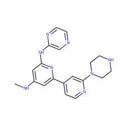 CNc1cc(Nc2cnccn2)nc(-c2ccnc(N3CCNCC3)c2)c1 ZINC000084687836