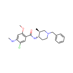 CNc1cc(OC)c(C(=O)N[C@H]2CCN(Cc3ccccc3)C[C@@H]2C)cc1Cl ZINC000013553230