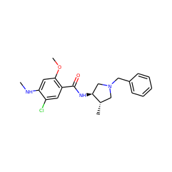 CNc1cc(OC)c(C(=O)N[C@H]2CN(Cc3ccccc3)C[C@@H]2C)cc1Cl ZINC000013553232