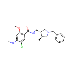 CNc1cc(OC)c(C(=O)NC[C@@H]2CN(Cc3ccccc3)C[C@H]2C)cc1Cl ZINC000027983874