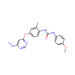 CNc1cc(Oc2ccc(NC(=O)Nc3ccc(OC)cc3)c(C)c2)ncn1 ZINC001772634529