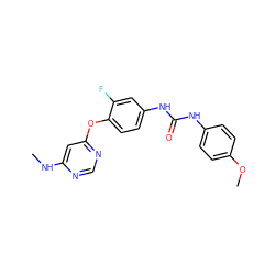 CNc1cc(Oc2ccc(NC(=O)Nc3ccc(OC)cc3)cc2F)ncn1 ZINC001772658046